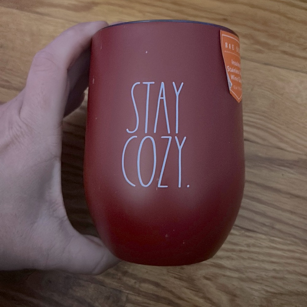 NEW Rae Dunn stay cozy Wine Tumbler 2021 Fall winter Insulated Stainless red